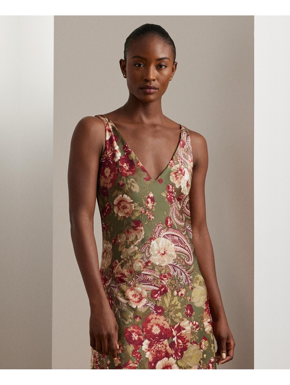 Lauren Ralph Lauren Women's Floral Satin Charmeuse Sleeveless Dress Size 14 Us - Picture 6 of 6